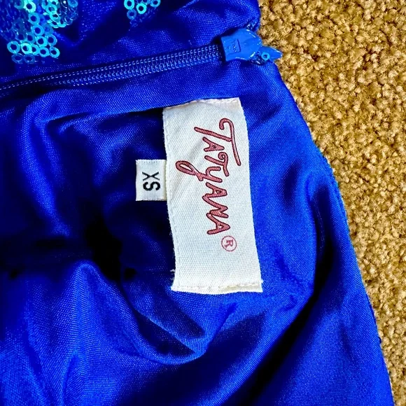 Tatyana Evening Dress - Blue Velvet and Sequined - Picture 3 of 5